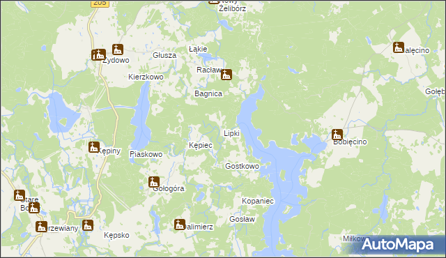 mapa Lipki gmina Polanów, Lipki gmina Polanów na mapie Targeo