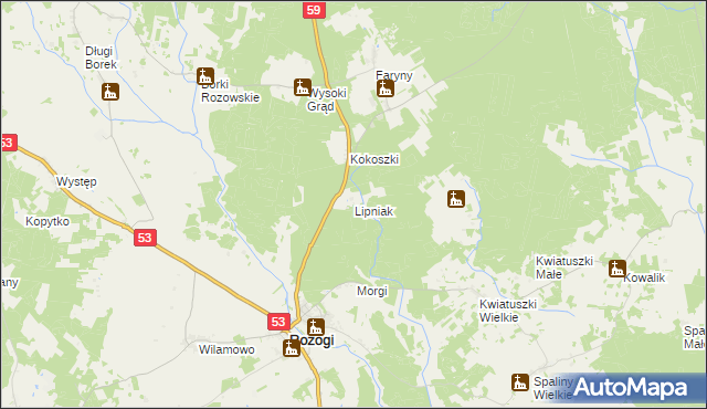 mapa Lipniak gmina Rozogi, Lipniak gmina Rozogi na mapie Targeo