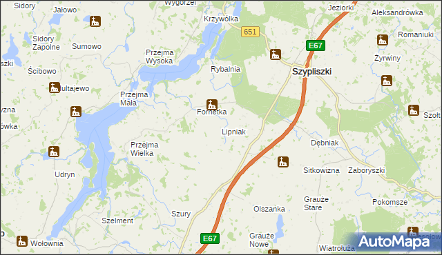 mapa Lipniak gmina Szypliszki, Lipniak gmina Szypliszki na mapie Targeo