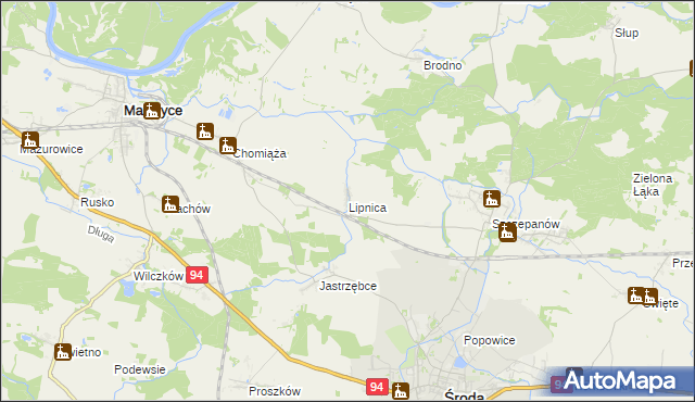 mapa Lipnica gmina Środa Śląska, Lipnica gmina Środa Śląska na mapie Targeo