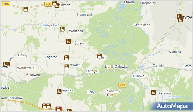 mapa Lipnik gmina Janów, Lipnik gmina Janów na mapie Targeo