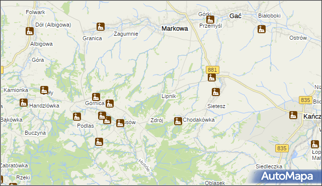 mapa Lipnik gmina Kańczuga, Lipnik gmina Kańczuga na mapie Targeo