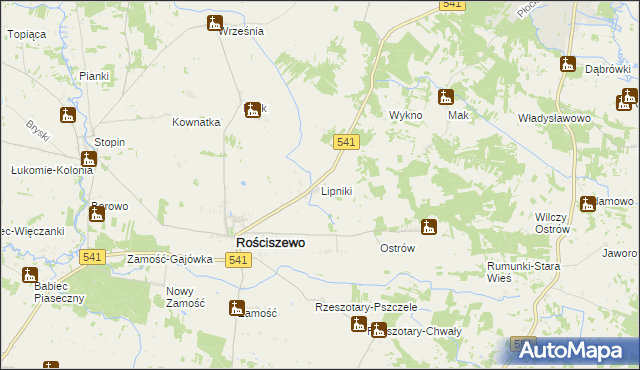 mapa Lipniki gmina Rościszewo, Lipniki gmina Rościszewo na mapie Targeo