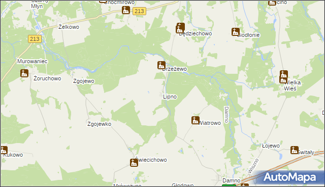 mapa Lipno gmina Główczyce, Lipno gmina Główczyce na mapie Targeo