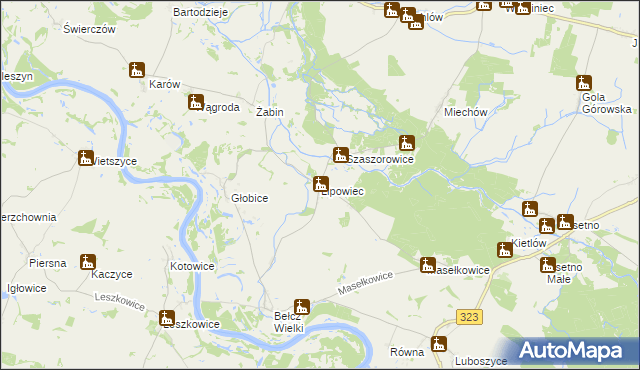 mapa Lipowiec gmina Niechlów, Lipowiec gmina Niechlów na mapie Targeo