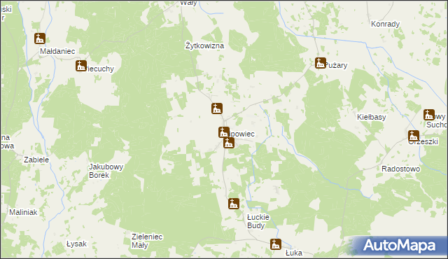 mapa Lipowiec gmina Szczytno, Lipowiec gmina Szczytno na mapie Targeo