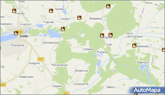 mapa Lipówka gmina Dolsk, Lipówka gmina Dolsk na mapie Targeo