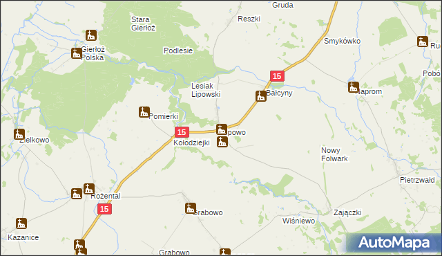 mapa Lipowo gmina Ostróda, Lipowo gmina Ostróda na mapie Targeo