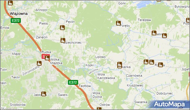 mapa Lipowo gmina Wiązowna, Lipowo gmina Wiązowna na mapie Targeo