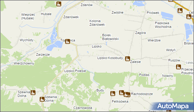 mapa Lipsko-Kosobudy, Lipsko-Kosobudy na mapie Targeo