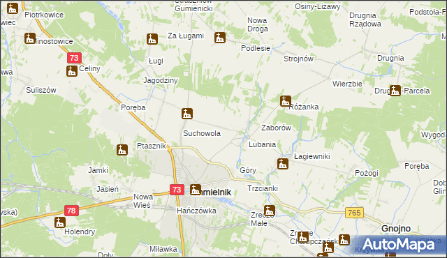 mapa Lipy gmina Chmielnik, Lipy gmina Chmielnik na mapie Targeo