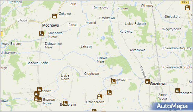 mapa Lisewo Małe, Lisewo Małe na mapie Targeo