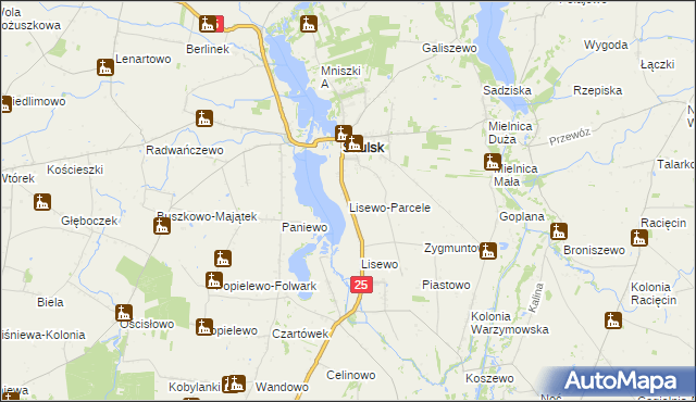 mapa Lisewo-Parcele, Lisewo-Parcele na mapie Targeo