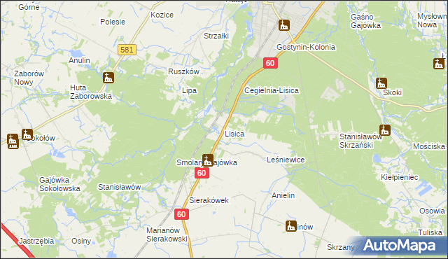 mapa Lisica, Lisica na mapie Targeo