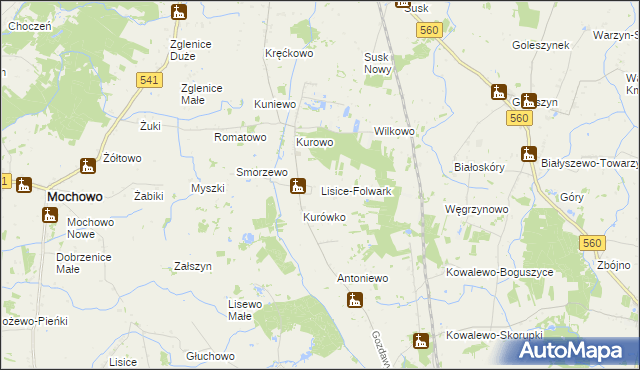 mapa Lisice-Folwark, Lisice-Folwark na mapie Targeo