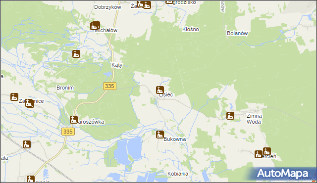 mapa Lisiec gmina Lubin, Lisiec gmina Lubin na mapie Targeo