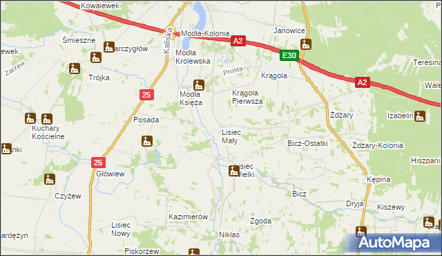 mapa Lisiec Mały, Lisiec Mały na mapie Targeo