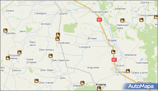 mapa Lisiogóra, Lisiogóra na mapie Targeo