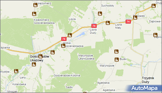 mapa Liśnik Duży-Kolonia, Liśnik Duży-Kolonia na mapie Targeo