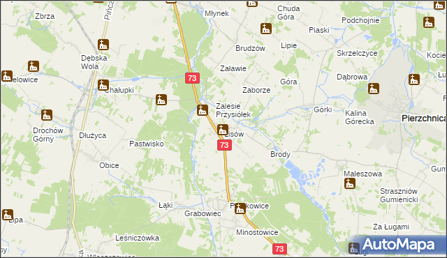 mapa Lisów gmina Morawica, Lisów gmina Morawica na mapie Targeo