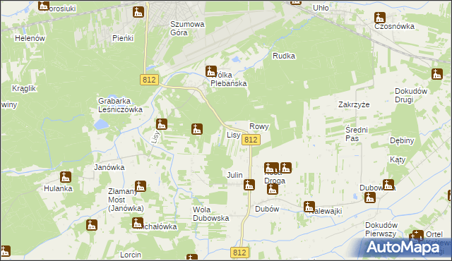 mapa Lisy gmina Biała Podlaska, Lisy gmina Biała Podlaska na mapie Targeo