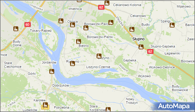 mapa Liszyno, Liszyno na mapie Targeo