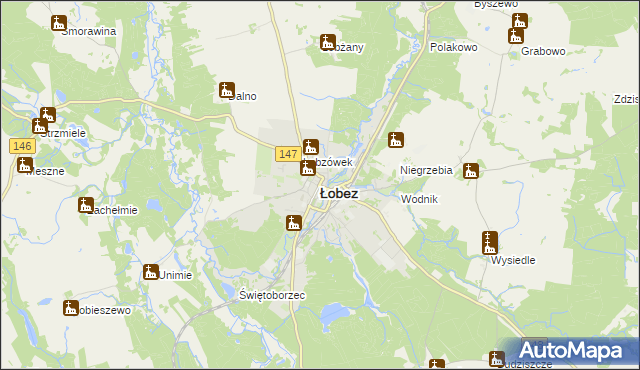 mapa Łobez, Łobez na mapie Targeo