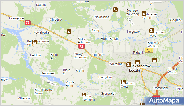 mapa Łobódź, Łobódź na mapie Targeo