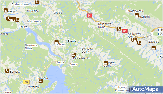 mapa Łobozew Dolny, Łobozew Dolny na mapie Targeo