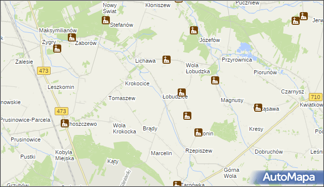 mapa Łobudzice gmina Szadek, Łobudzice gmina Szadek na mapie Targeo