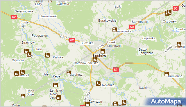mapa Łochów powiat węgrowski, Łochów powiat węgrowski na mapie Targeo