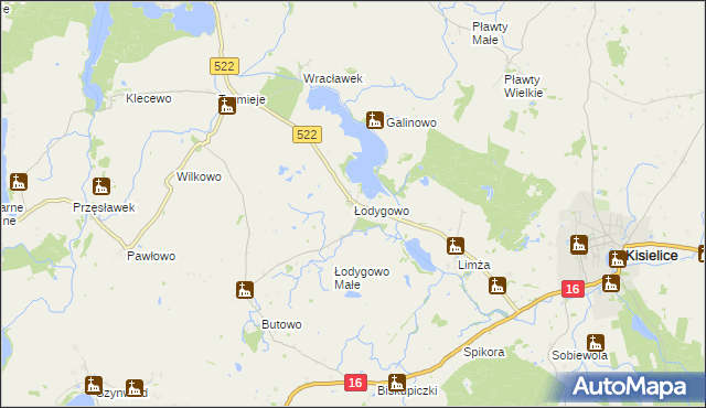 mapa Łodygowo gmina Kisielice, Łodygowo gmina Kisielice na mapie Targeo
