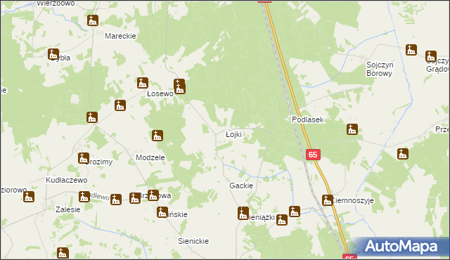 mapa Łojki gmina Grajewo, Łojki gmina Grajewo na mapie Targeo