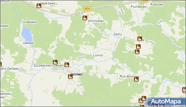 mapa Łomno gmina Janowo, Łomno gmina Janowo na mapie Targeo