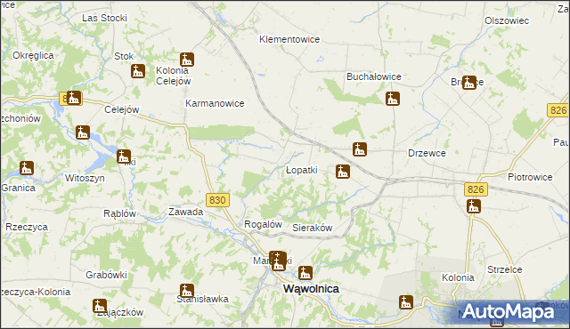 mapa Łopatki gmina Wąwolnica, Łopatki gmina Wąwolnica na mapie Targeo