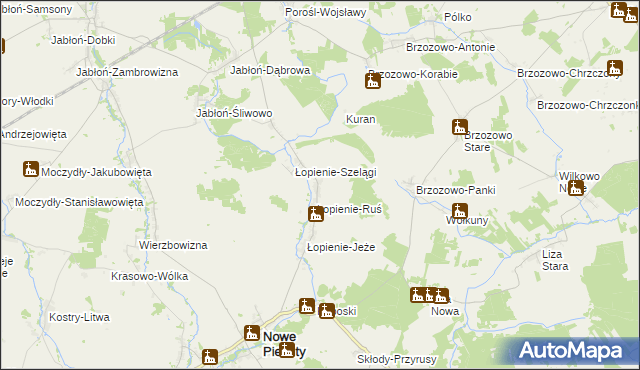 mapa Łopienie-Zyski, Łopienie-Zyski na mapie Targeo