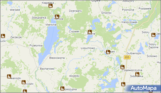 mapa Łopuchowo gmina Jeleniewo, Łopuchowo gmina Jeleniewo na mapie Targeo
