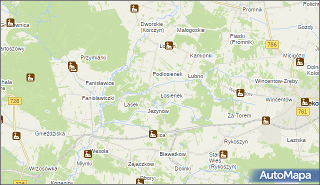 mapa Łosienek, Łosienek na mapie Targeo