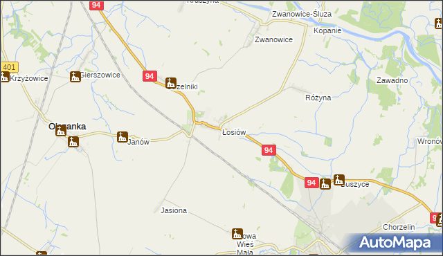 mapa Łosiów, Łosiów na mapie Targeo