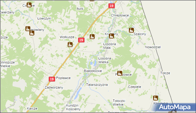 mapa Łosośna Wielka, Łosośna Wielka na mapie Targeo