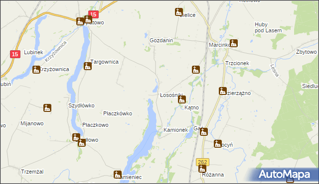 mapa Łosośniki gmina Mogilno, Łosośniki gmina Mogilno na mapie Targeo