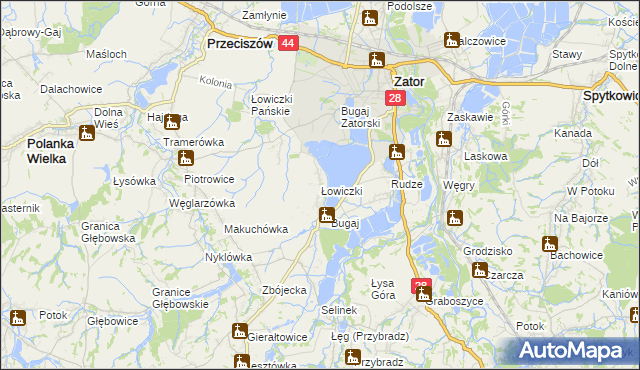 mapa Łowiczki, Łowiczki na mapie Targeo