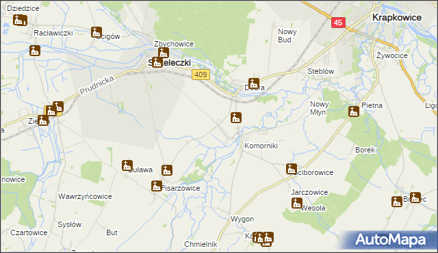 mapa Łowkowice gmina Strzeleczki, Łowkowice gmina Strzeleczki na mapie Targeo