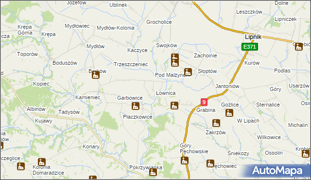 mapa Łownica, Łownica na mapie Targeo