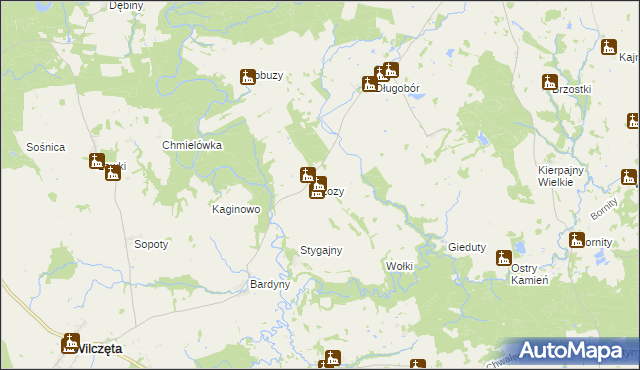 mapa Łozy gmina Płoskinia, Łozy gmina Płoskinia na mapie Targeo