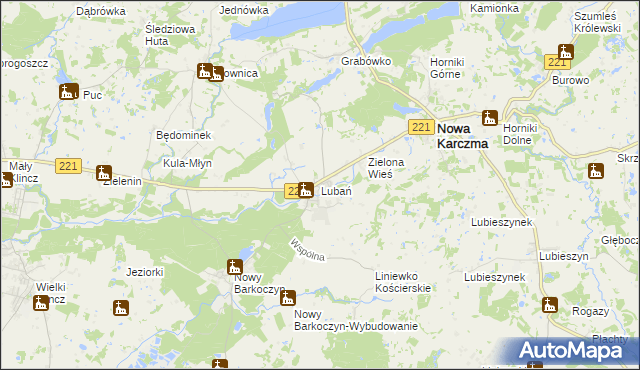 mapa Lubań gmina Nowa Karczma, Lubań gmina Nowa Karczma na mapie Targeo