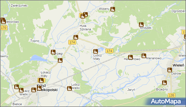 mapa Lubcz Mały, Lubcz Mały na mapie Targeo