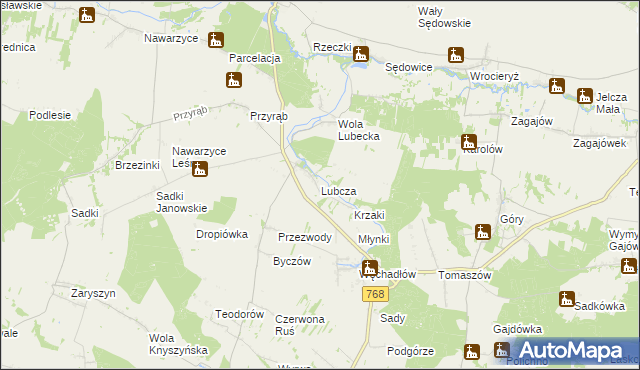 mapa Lubcza gmina Wodzisław, Lubcza gmina Wodzisław na mapie Targeo
