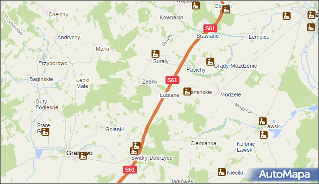 mapa Łubiane, Łubiane na mapie Targeo