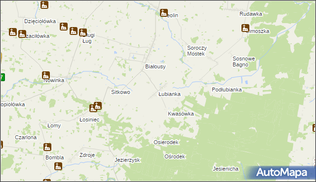 mapa Łubianka gmina Janów, Łubianka gmina Janów na mapie Targeo